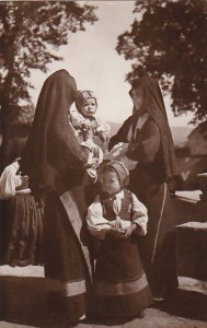 Italy Visoni Di Sardegna Desulo Le Comari Women and Children In Typical Costu...