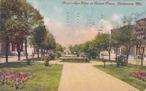 Maryland Baltimore Birds Eye View Of Eutaw Place 1912