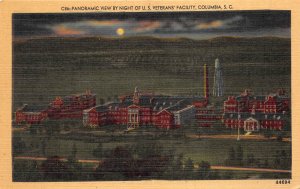 Columbia South Carolina 1940s Postcard US Veterans Facility at Night