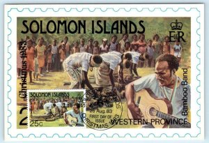 SOLOMON ISLANDS Maximum Postcard  BAMBOO BAND Christmas 1983 ~ 4x6