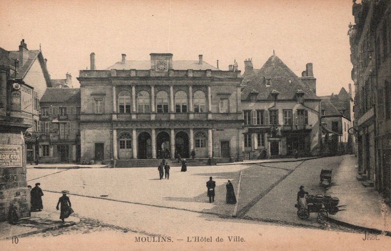Vintage Postcard Moulins L'Hotel De Ville City or Town Hall in Moulins France