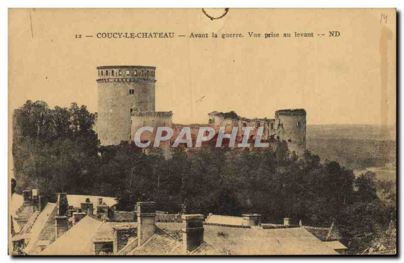 Old Postcard Coucy le Chateau Before the war taking view to the east