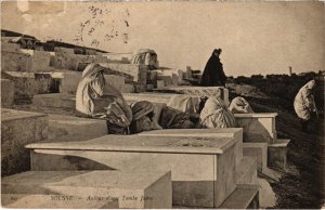 PC JUDAICA, SOUSSE, AUFOUR D'UNE TOMBE JUIVE, Vintage Postcard (b44905)