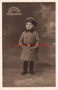 Military, German Boy in Military Uniform, Warriors orphans, RPPC