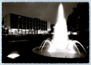 Reutlingen Germany Postcard Fountain Building Night Scene c1950's RPPC Photo