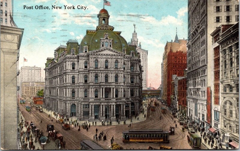 Post Office Building Downtown New York City New York DB Cancel WOB Postcard 