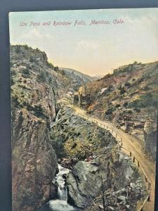 Postcard  Antique View of Ute Pass & Rainbow Falls in Manitou, CO.   T1