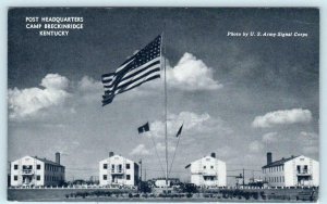 MORGANFIELD, Kentucky KY ~ Post Headquarters CAMP BRECKINRIDGE Flag  Postcard