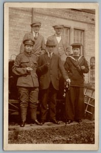 Postcard RPPC c1920s Photo of Kids Dressed Up With Cigarrettes Sailor Soldier