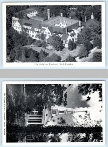 2 Postcards PINEHURST, North Carolina NC ~ Village Chapel & HOLLY INN 1940s-50s