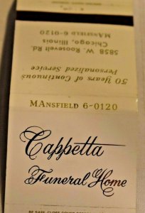 Cappetta Funeral Home Chicago Illinois Advertising 30 Strike Matchbook Cover