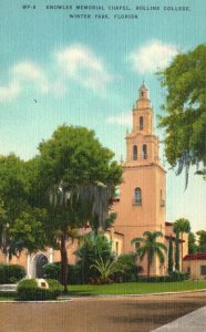 Vintage Postcard 1930's Knowles Memorial Chapel Rollins College Winter Park FL