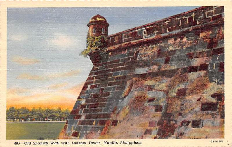 Manila Philippines Old Spanish Wall with Lookout Tower Manila Old Spanish Wal...