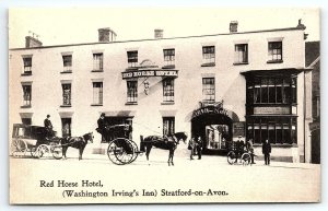 1910 RED HORSE HOTEL STRATFORD-ON-AVON WASHINGTON IRVING'S INN POSTCARD P1015