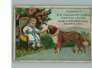 1870s J S Cassaday & Son Alliance Ohio Furniture Dealers Trade Card St Bernard