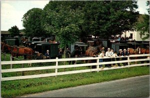 Pennsylvania Dutch Country Amish Folks and Horse Drawn Buggies
