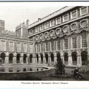 c1910s Hampton Court Palace, England Fountain Court Arcade Ornate A358