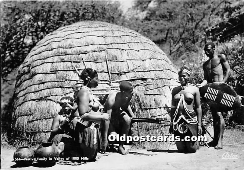 Native family in Valley of 1000 Hills African Nude Unused 