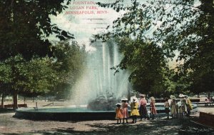 Vintage Postcard 1907 Fountain Logan Park Minneapolis Minnetsota A. C. Bosellman