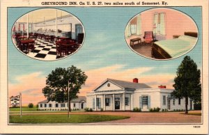 Linen Postcard Greyhound Inn Motel on US 27 two miles south of Somerset Kentucky