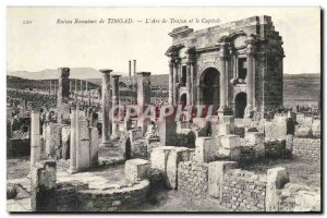 Algeria Roman Ruins of Timgad Old Postcard L & # Trajan 39arc and capitol