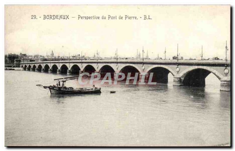 Bordeaux Old Postcard Perspective of the stone bridge