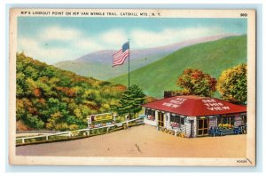 1938 Rip's Lookout Point Van Winkle Trail Catskill Mts. New York NY Postcard 