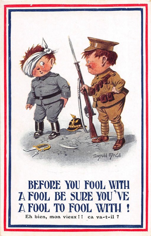 F92/ Artist Signed Postcard c1910 Donald McGill Comic Military Rifle 10