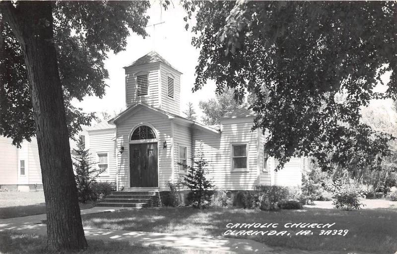 B3/ Clarinda Iowa Ia Real Photo RPPC Postcard c1950 Catholic Church Building