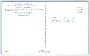 LONG BEACH, CA California ~ BROADWAY CAFETERIA Candy Machine  c1960s Postcard