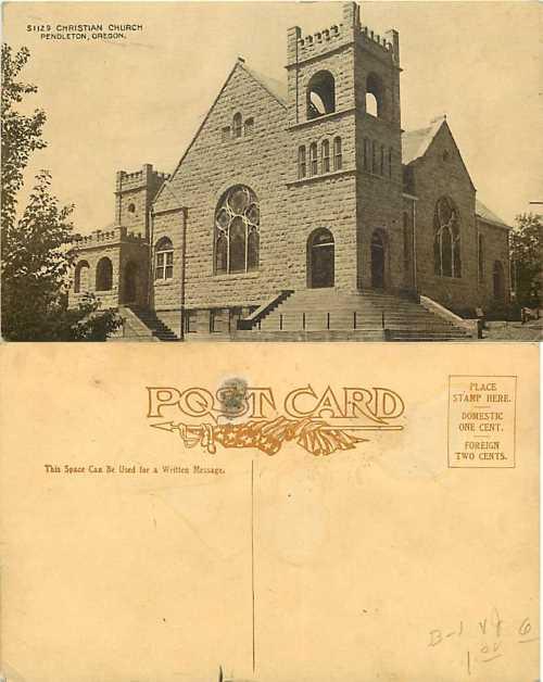 Christian Church, Pendleton, Oregon, OR Divided Back
