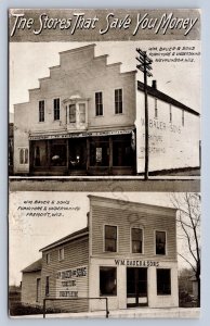 K1/ Fremont Wisconsin Postcard c10 2View Wm. Bauer & Sons Undertaking 196