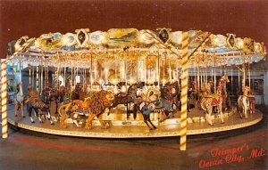 Herschel-Spellman Antique Carousel Hand carved wooden animals Ocean City, Mar...