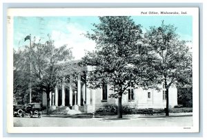 1940 Post Office Building Cars Mishawaka Indiana IN Posted Vintage Postcard