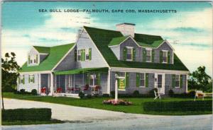 FALMOUTH, MA Massachusetts  SEA GULL LODGE Cape Cod 1956 Linen RoadsidePostcard