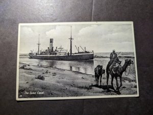 Mint British Egypt English Postcard The Suez Canal Ship Camel