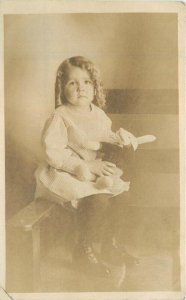 C-1910 Stuffed Rabbit Doll toy Studio Photograph RPPC Photo Postcard 22-7828