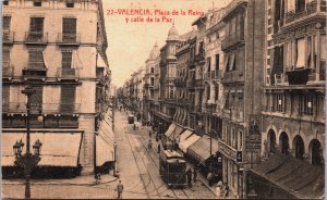 Spain Valencia Plaza de la Reina y Calle de la Paz Postcard C111