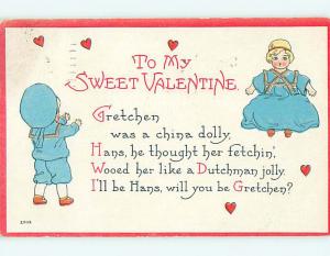 Divided-Back valentine GIRL & BOY IN BLUE CLOTHES r4075