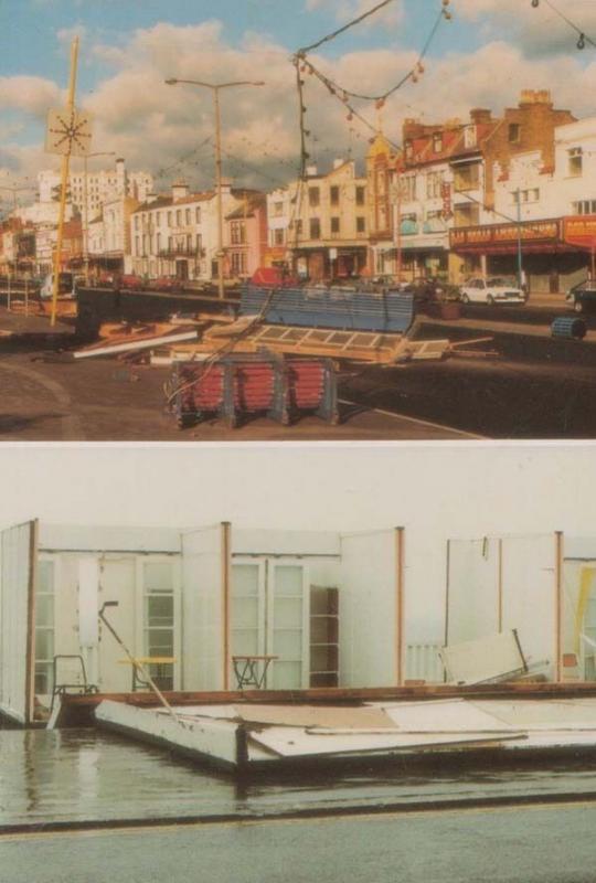 Beach Hut Huts Storm Damage Westcliffe On Sea Essex Hurricane Disaster Postcard