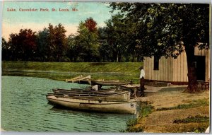 Boats on Lake, Carondelet Park, St. Louis MO c1911 Vintage Postcard G41