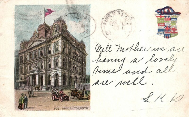 Vintage Postcard 1906 Post Office Building Historical Landmark Toronto Canada