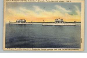 Burlington VT & Port Kent NY Ferries Postcard