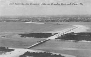 Crandon Park-Miami Florida~New Rickenbacker Causeway Aerial View~1950s Postcard