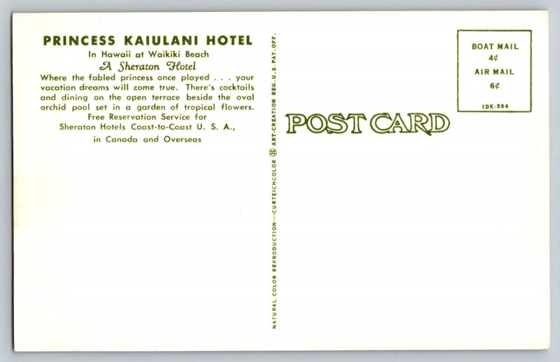 Postcard Princess Kaiulani Hotel - Waikiki Hawaii