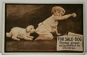 Child And Naughty Dog by A.E. Hayden 1910 Douglas North Dakota Postcard D17