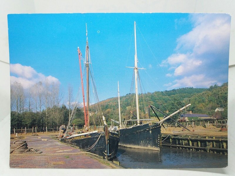 Boats Garlandstone and Beatrice Maud at Morwellham Quay Devon Vintage Postcard