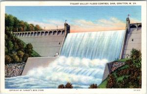 GRAFTON, West Virginia  WV   TYGART VALLEY Flood Control Dam  c1940s   Postcard