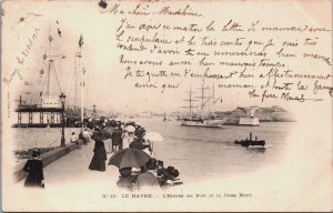 France Le Havre L'entree du Port et la Jetee Nord Vintage Postcard C047