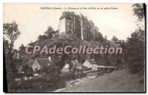 Postcard Old Boussac Le Chateau And The Bridge Of Wood On The Petite Creuse